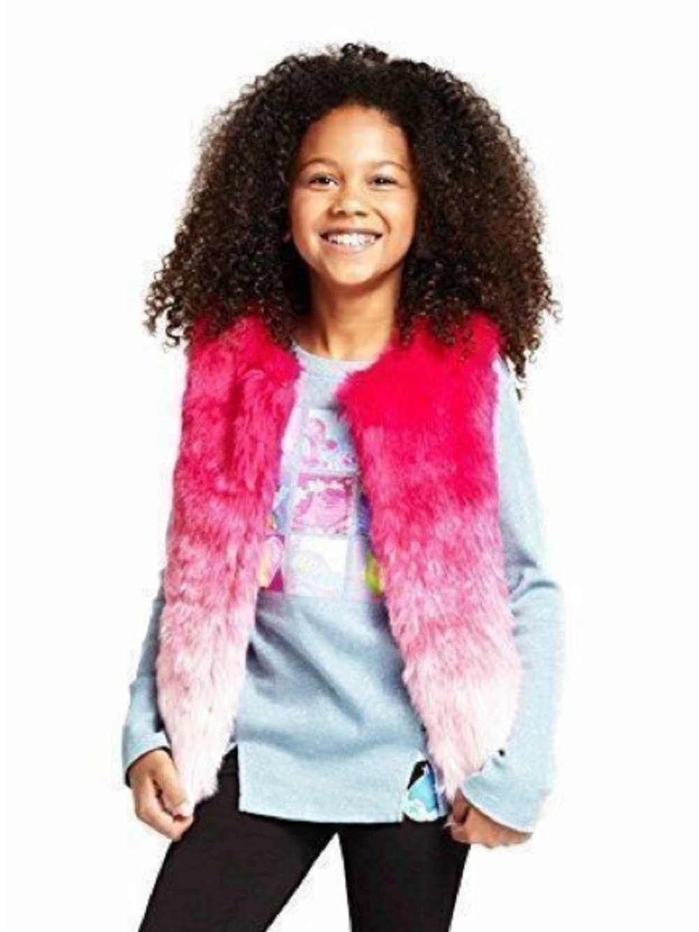 Dreamworks Trolls Pink Ombre Faux Fur Vest for Kids